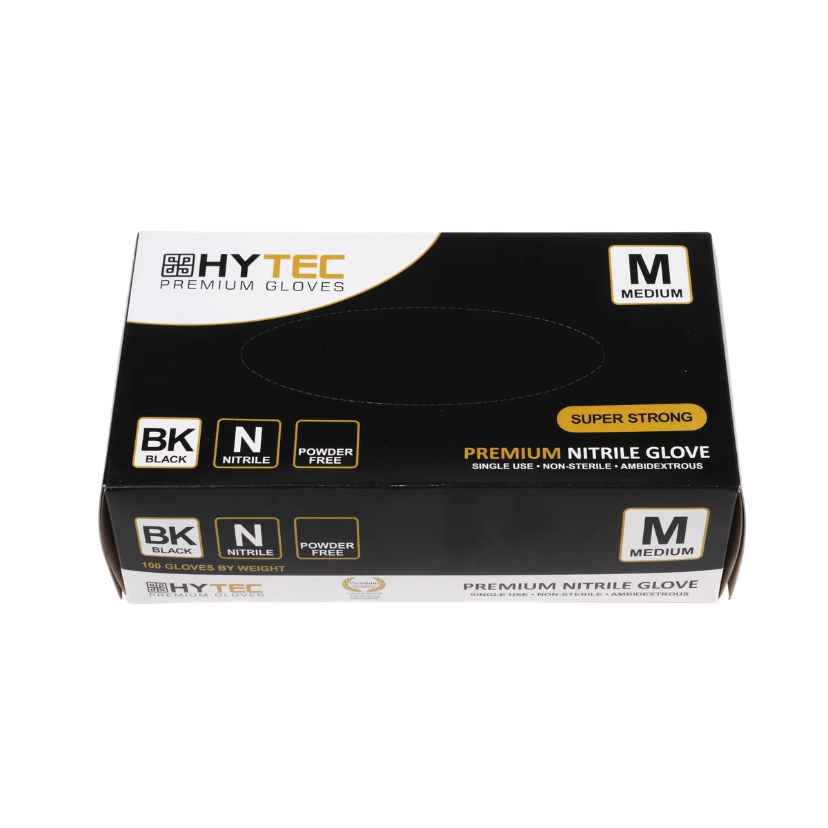 Hytec Black Nitrile Gloves, Powder Free - Medium