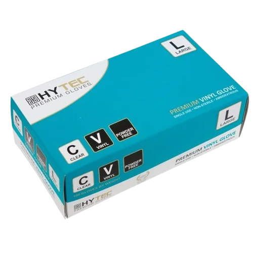 Hytec Clear Vinyl Gloves, Powder Free - Large