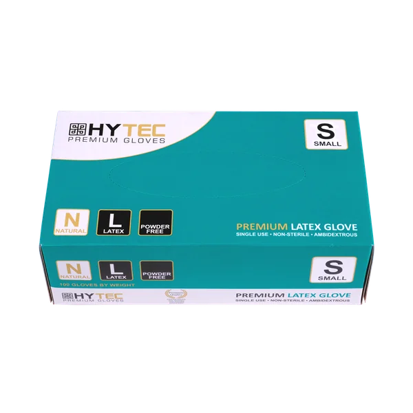 Hytec Natural Latex Gloves, Powder Free - Small