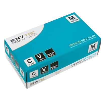 Hytec Clear Vinyl Gloves, Powder Free - Medium