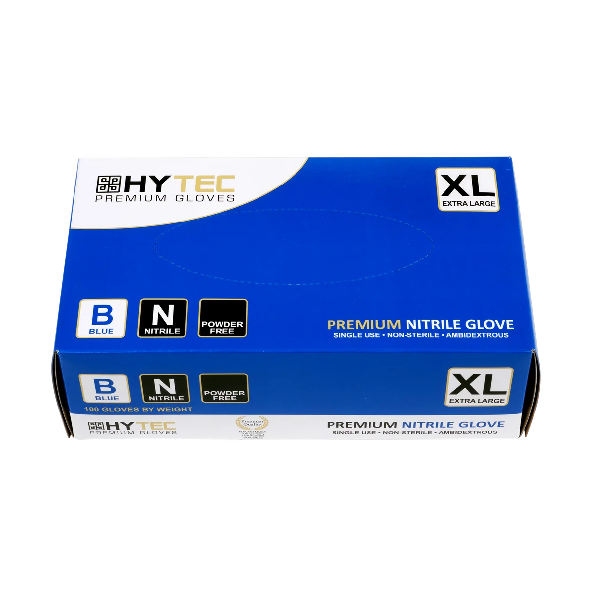 Hytec Blue Nitrile Gloves, Powder Free - Large