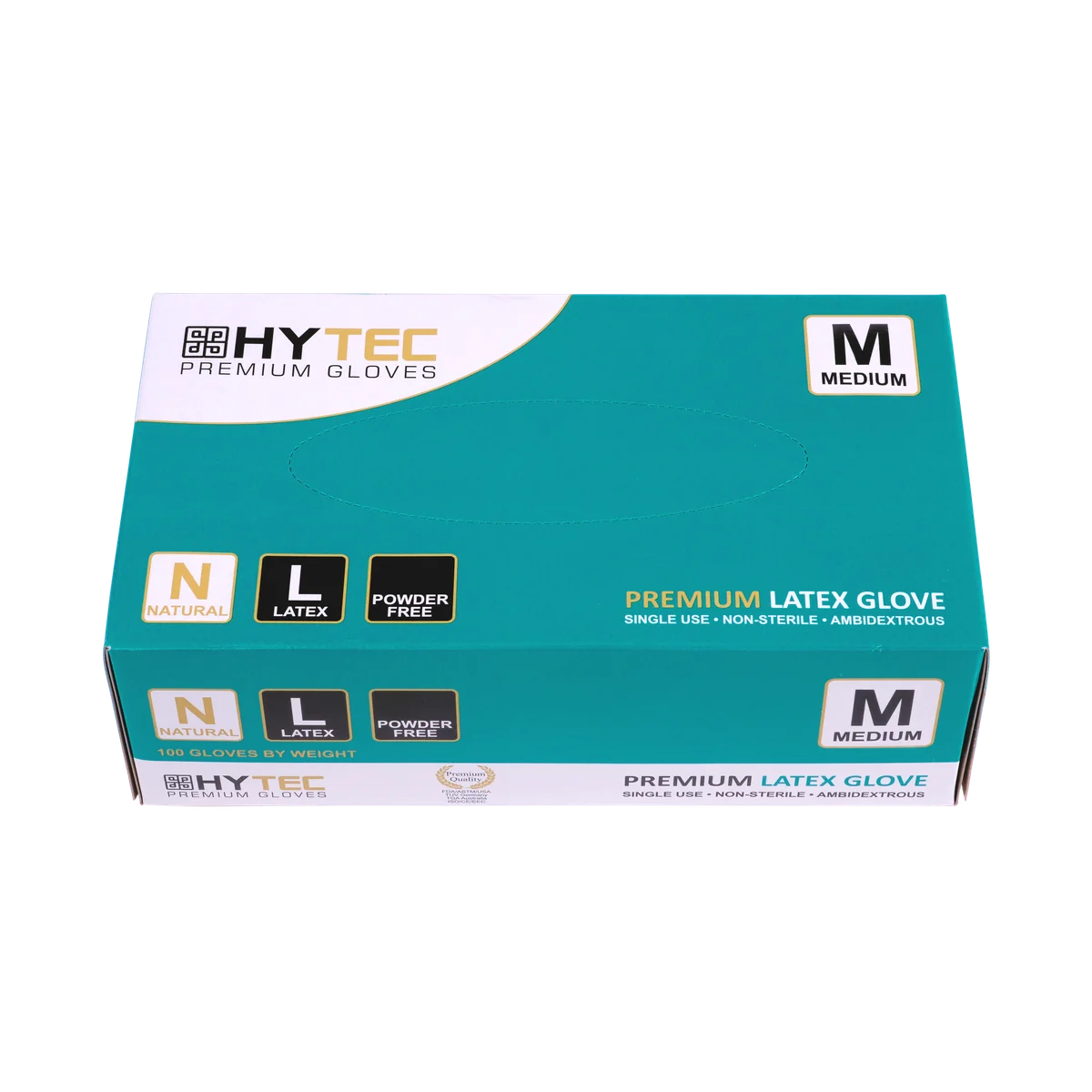 Hytec Natural Latex Gloves, Powder Free - Medium