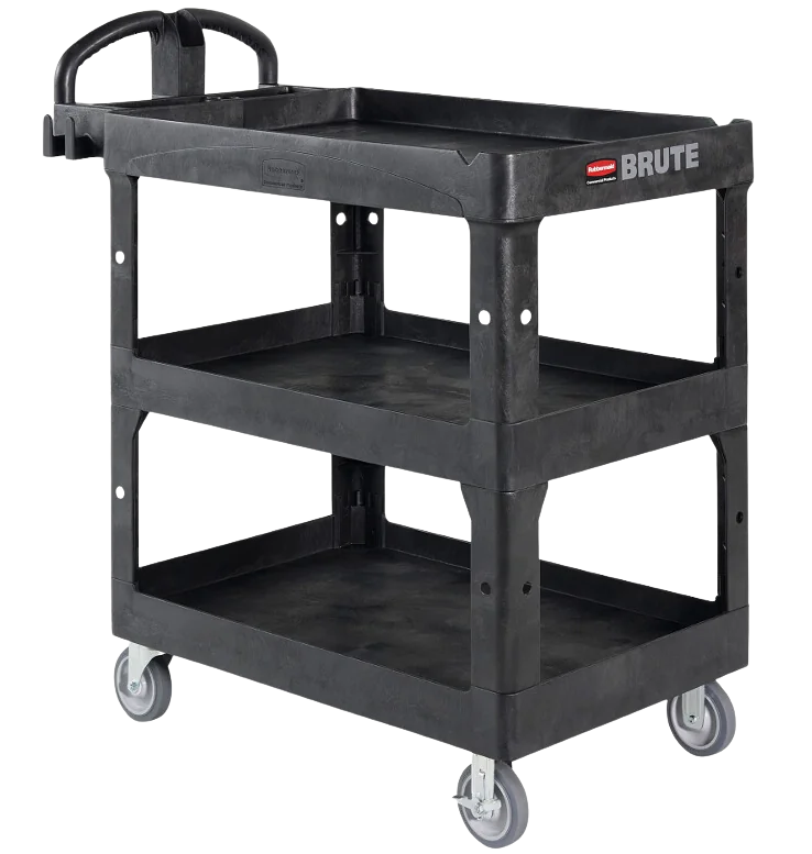 Rubbermaid BRUTE? 3-Shelf Heavy-Duty Ergo Utility Cart (RCP-2196862)